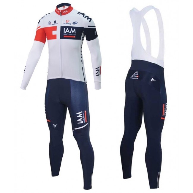 2016 Team IAM Weiß Fahrradbekleidung Satz Radtrikot Langarm+Lang Trägerhose Radtrikot Kaufen