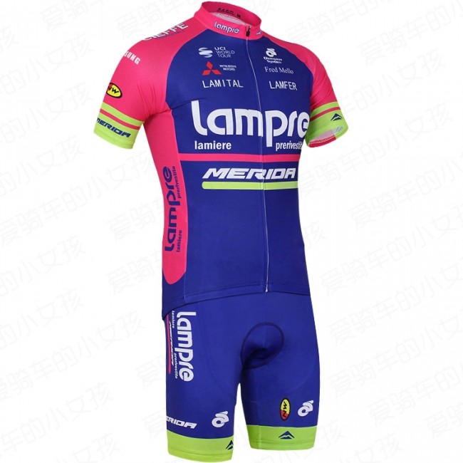 2016 Lampre Radbekleidung Radtrikot Kurzarm und Fahrradhosen Kurz Radtrikot Kaufen