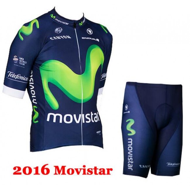 2016 Movistar Radbekleidung Radtrikot Kurzarm und Fahrradhosen Kurz Radtrikot Kaufen