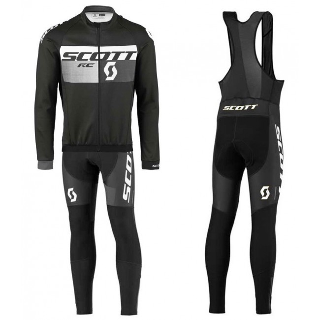 2016 Scott RC Schwarz-Grau Fahrradbekleidung Satz Radtrikot Langarm+Lang Trägerhose Radtrikot Kaufen