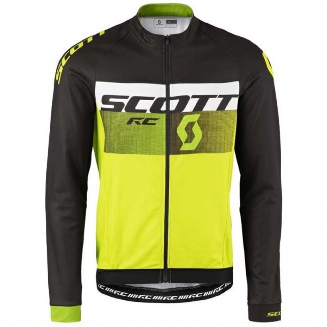 2016 Scott RC Schwarz-Weiß-Grün Fluo Radtrikot Langarm Radtrikot Kaufen
