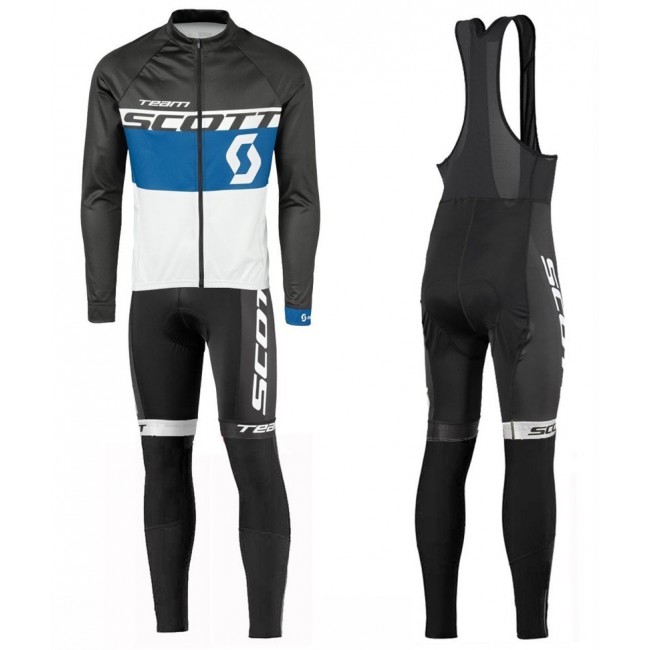 2016 Scott Team Schwarz-Blau-Weiß Fahrradbekleidung Satz Radtrikot Langarm+Lang Trägerhose Radtrikot Kaufen