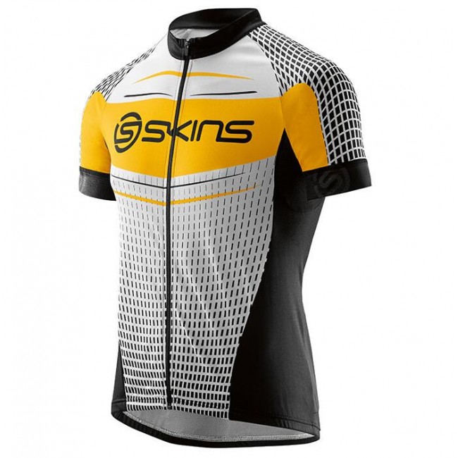 2016 Skins Promo Radtrikot Kurzarm schwarz Weiß gelb Radtrikot Kaufen
