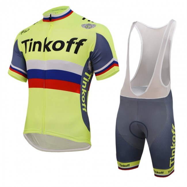 2016 Tinkoff Saxo Bank Russo Fluo Light Fahrradbekleidung Satz Fahrradtrikot Kurzarm Trikot und Kurz Trägerhose 02 Radtrikot Kaufen