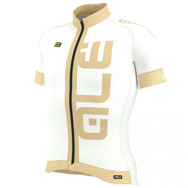 2017 Ale Graphics PRR Arcobaleno Radtrikot Kurzarm Weiß Gold Radtrikot Kaufen