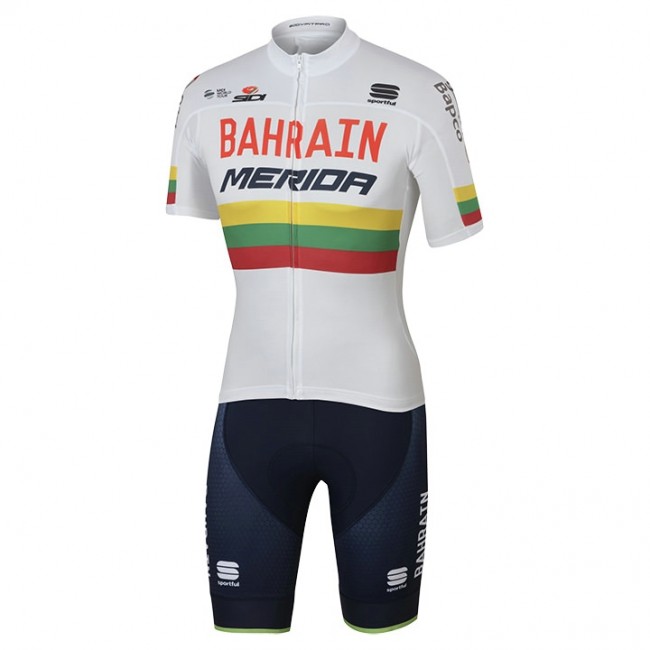 BAHRAIN-MERIDA lituanien champion Fahrradbekleidung Satz Radtrikot Kurzarm+Kurz Radhose 2017 Radtrikot Kaufen
