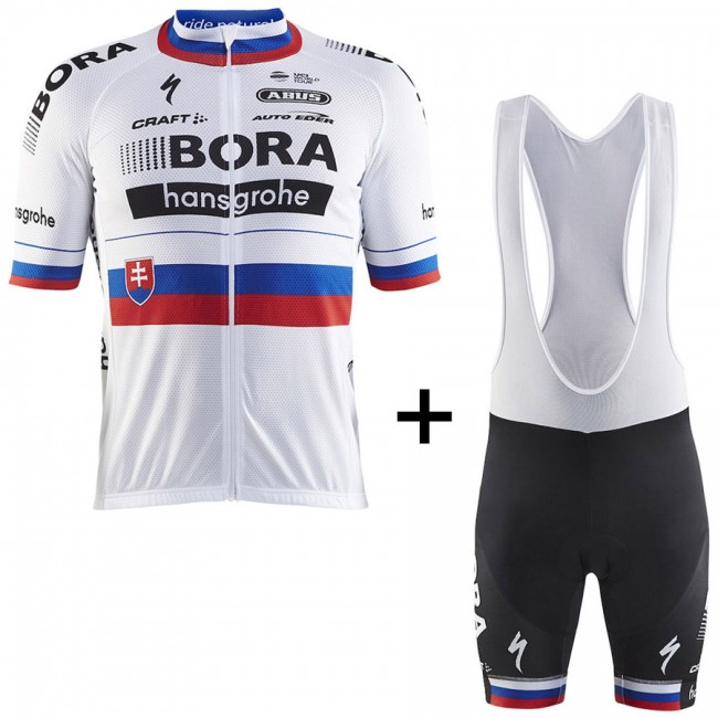 BORA Hansgrohe Pro Team 2017 Champion Slovaque Fahrradbekleidung Satz Radtrikot Kurzarm+Kurz Trägerhose Radtrikot Kaufen