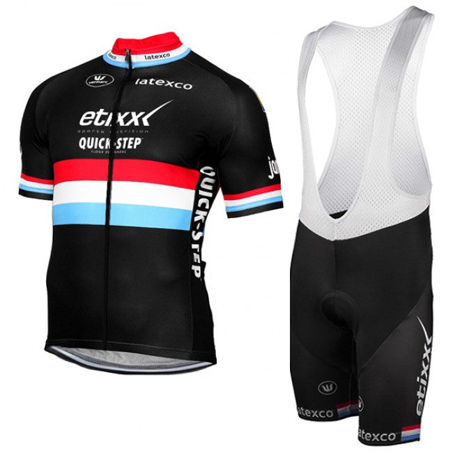 ETIXX-QUICK STEP 2017 Schwarz Fahrradbekleidung Satz Radtrikot Kurzarm+Kurz Trägerhose Radtrikot Kaufen