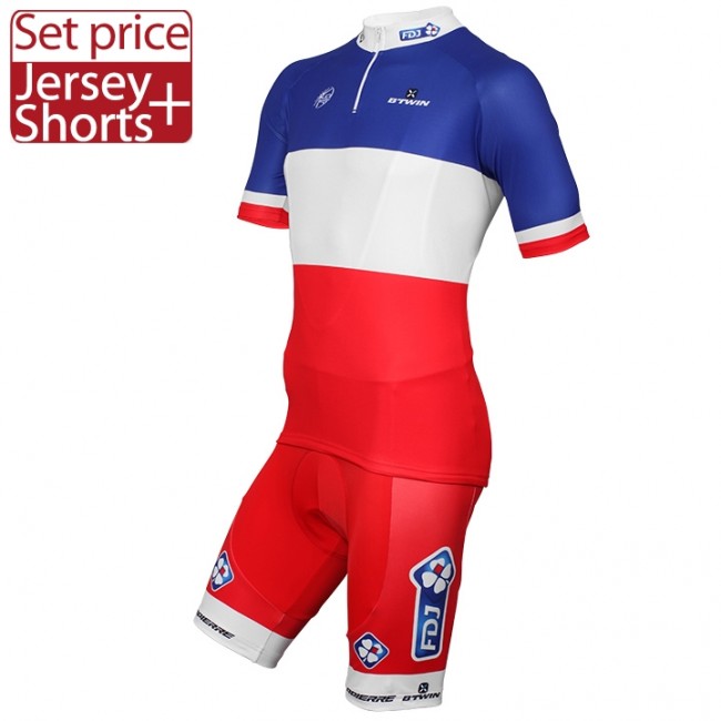 FDJ 2017 Fahrradbekleidung Satz Radtrikot Kurzarm+Kurz Radhose Radtrikot Kaufen