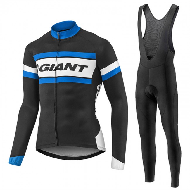 2017 Giant Blau Schwarz Fahrradbekleidung Satz Radtrikot Langarm+Lang Trägerhose Radtrikot Kaufen