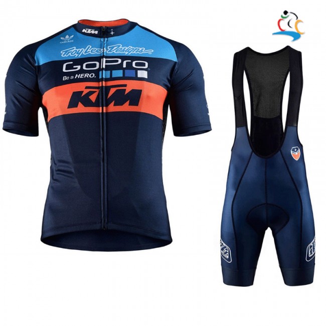 2017 KTM Blau-Orange Fahrradbekleidung Satz Radtrikot Kurzarm+Kurz Trägerhose Radtrikot Kaufen