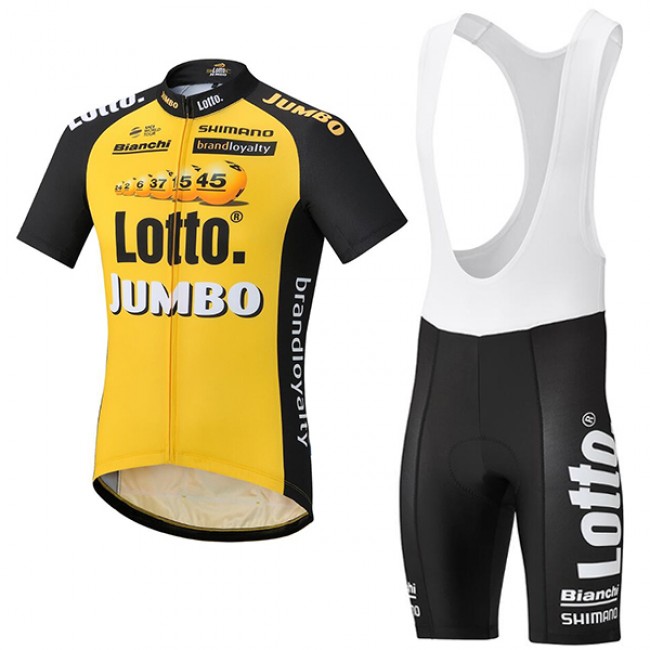 2017 LOTTO JUMBO Fahrradbekleidung Satz Radtrikot Kurzarm+Kurz Trägerhose Radtrikot Kaufen