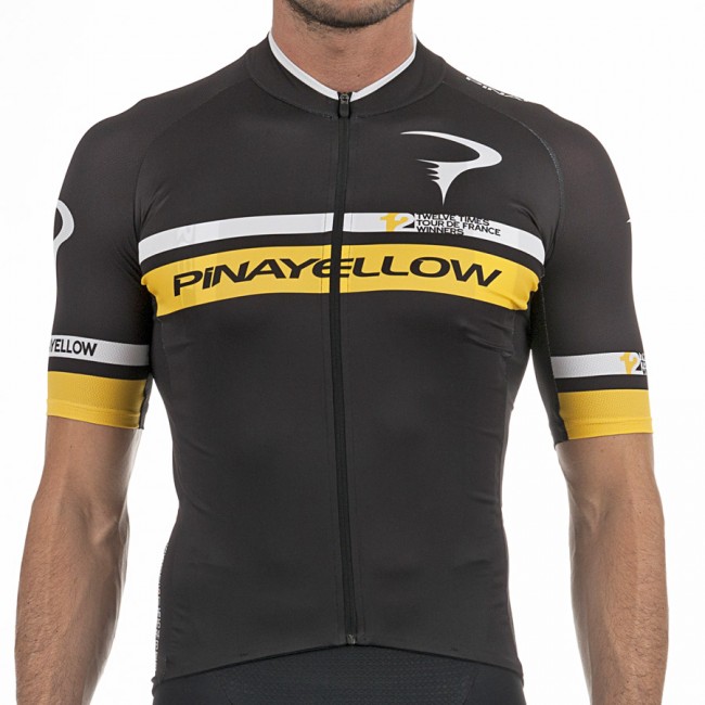 2017 Pinarello 12th Tour de France Radtrikot Kurzarm-Schwarz Gelb Radtrikot Kaufen
