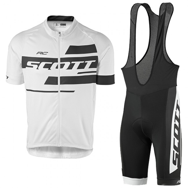 2017 Scott Rc Weiß Schwarz Fahrradbekleidung Satz Radtrikot Kurzarm+Kurz Trägerhose vente Radtrikot Kaufen