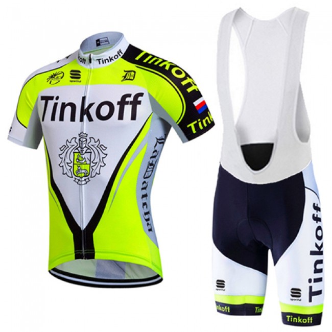 2017 Tinkoff Gelb Fahrradbekleidung Satz Radtrikot Kurzarm+Kurz Trägerhose Radtrikot Kaufen