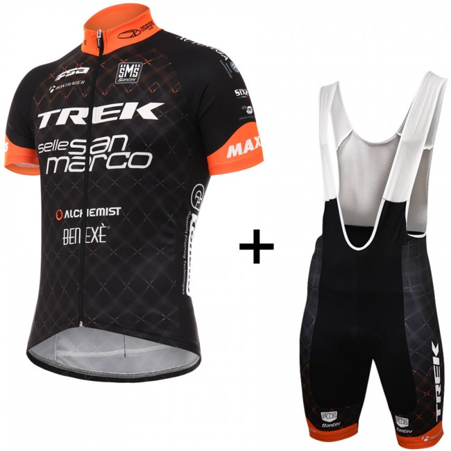 Trek Selle San Marco 2017 Schwarz Fahrradbekleidung Satz Radtrikot Kurzarm+Kurz Trägerhose Radtrikot Kaufen